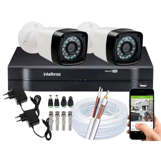 Imagem de Kit 2 Cameras Segurança eletrônica 720p Full Hd Dvr Intelbras 4ch S/hd