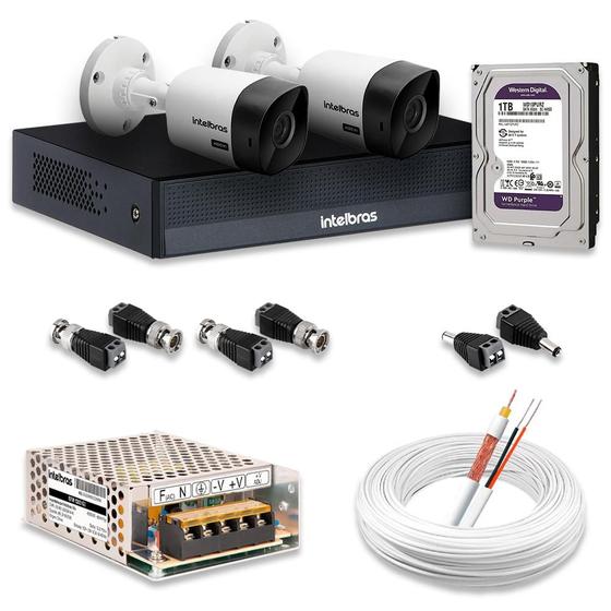 Imagem de Kit 2 Câmeras Segurança Intelbras Hd 720p Com Dvr Mhdx 1004-c Full Hd L Com HD 1TB Purple Completo