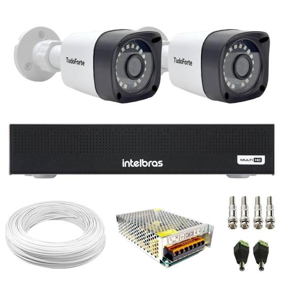 Imagem de Kit 2 Câmeras TF 1220 Bullet Full HD 1080p Alta definição, Lente 2.8mm, Visão Noturna 20M, IP66 + DVR Intelbras MHDX 3004-C 4 Canais