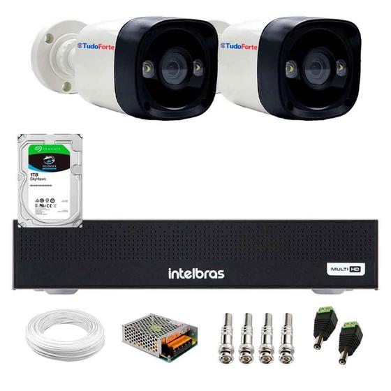 Imagem de Kit 2 Câmeras TF 710 B Full Color ColorVu Full HD 1080p Bullet Visão Noturna Colorida 20m + Dvr Intelbras MHDX 1004-C 4 Canais + HD SkyHawk 1TB