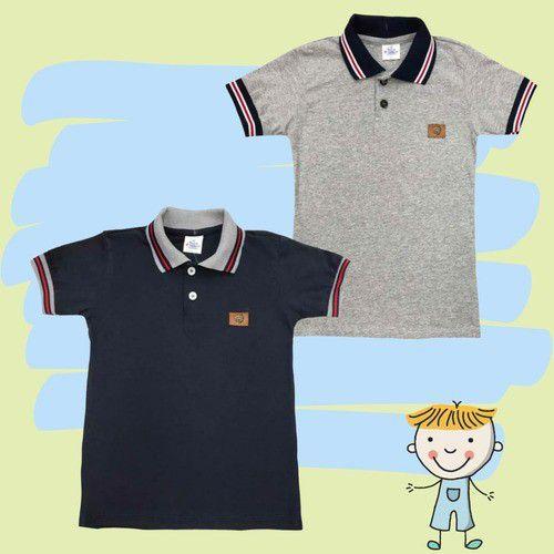 Imagem de Kit 2 Camisa Gola Polo Juvenil Menino Algodão Camiseta