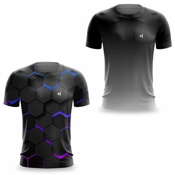 Imagem de Kit 2 Camisa Masculina Dry Fitness Funcional Ciclismo Camiseta Academia Ciclismo Beach Tennis