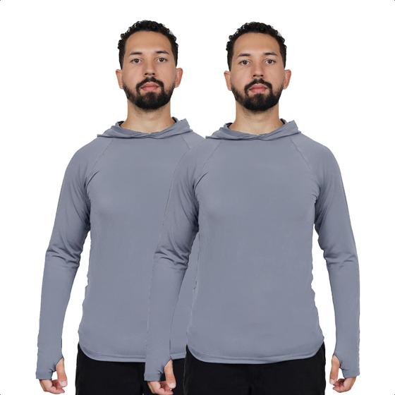 Imagem de Kit 2 Camisa Segunda Pele Masculina Térmica Frio Capuz Uv50