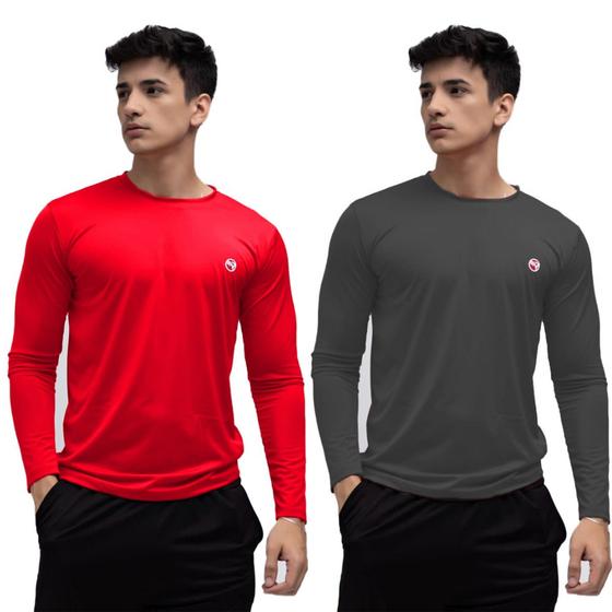 Imagem de Kit 2 Camisa Térmica Masculina Manga Longa Uv Proteção Pronta Entrega