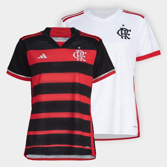 Imagem de Kit 2 Camisas Flamengo s/nº Torcedor  Adidas Feminina