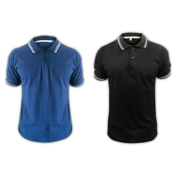 Imagem de Kit 2 Camisas Masculina Gola Polo Slim 100% Algodão Slim