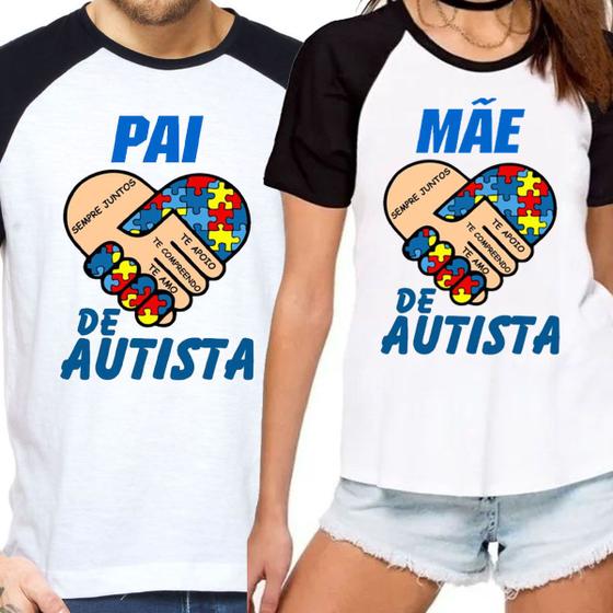 Imagem de Kit 2 camisas pai e mãe de autista autismo blusa inclusão