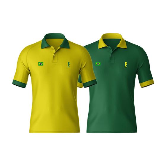 Kit 2 Camisas Polo Brasil - Polo Marine Menor preço em Kit 2 Camisas Polo Brasil - Polo Marine