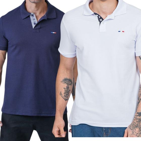 Imagem de Kit 2 Camisas Polo França Industrie Básica Estilo Tomy Piquet Premium