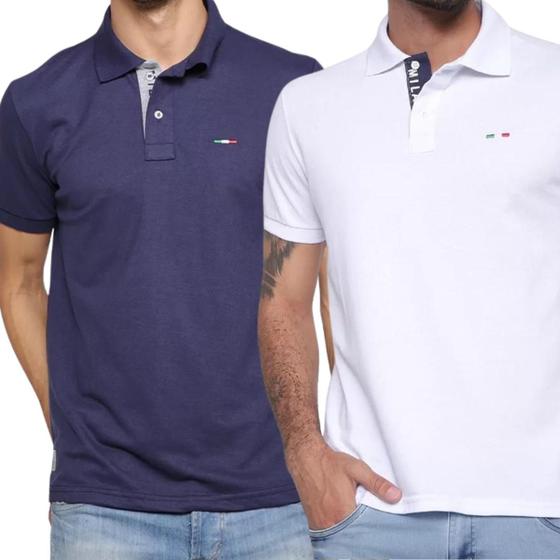 Imagem de Kit 2 Camisas Polo Itália Industrie Básica Estilo Tomie Piquet Premium