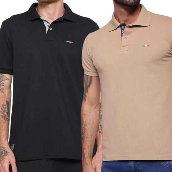 Imagem de Kit 2 Camisas Polo Itália Industrie Básica Estilo Tomie Piquet Premium