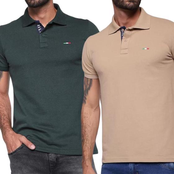 Imagem de Kit 2 Camisas Polo Itália Industrie Básica Estilo Tomie Piquet Premium