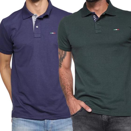 Imagem de Kit 2 Camisas Polo Itália Industrie Básica Estilo Tomie Piquet Premium