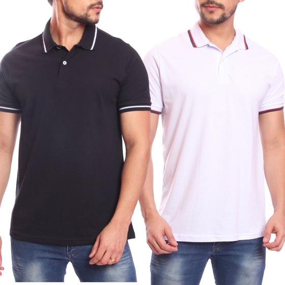 Imagem de Kit 2 Camisas Polo Masculina Califórnia Manga Curta Gola com Botão