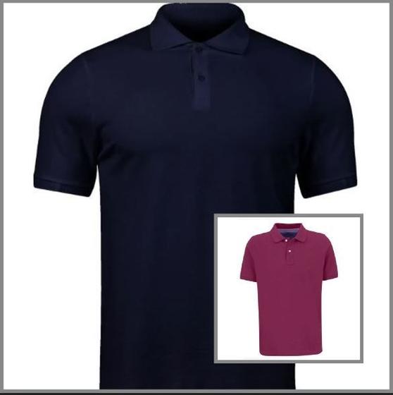 Imagem de Kit 2 Camisas Polo Masculina Piquet 100% poliéster