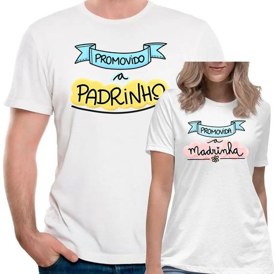 Imagem de kit 2 camisas promovido a padrinho/madrinha conjunto