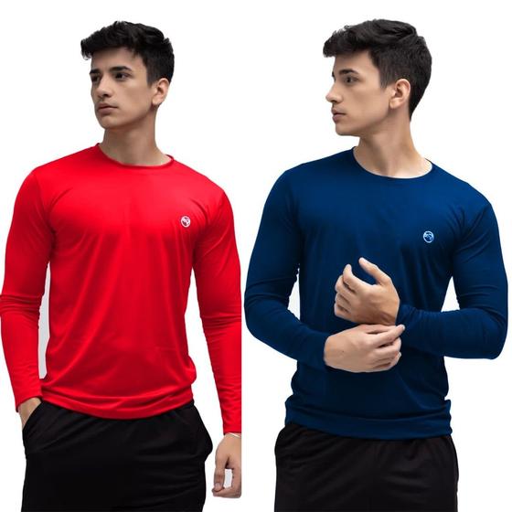 Imagem de Kit 2 Camisas Termicas Masculina Uv50+ Segunda Pele Proteção Solar