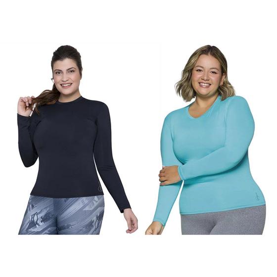 Imagem de Kit 2 Camisas Térmicas Selene Proteção UV Plus Size Feminina