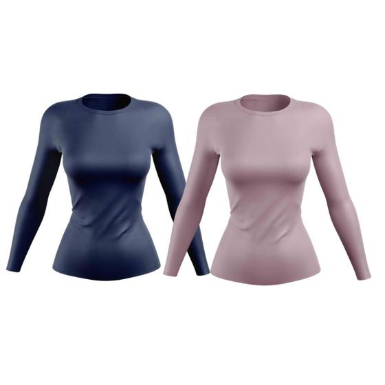 Imagem de Kit 2 Camisas UV Femininas com Proteção UV 50+ Manga Longa