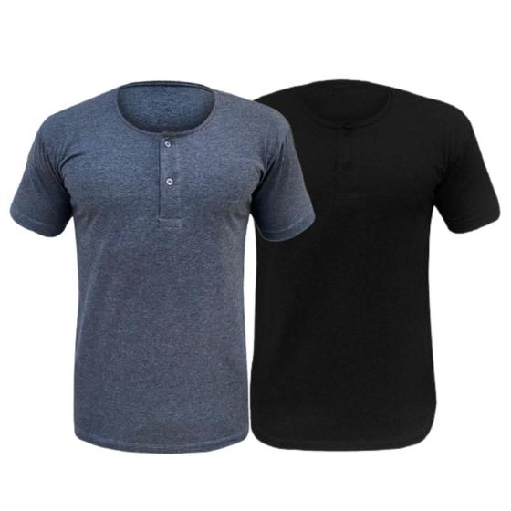 Kit 2 Camiseta Henley Masculina Camisa Botões Gola Portuguesa Premium Gola Padre Slim Menor preço em Kit 2 Camiseta Henley Masculina Camisa Botões Gola Portuguesa Premium Gola Padre Slim
