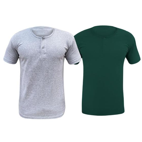 Imagem de Kit 2 Camiseta Henley Masculina Camisa Botões Gola Portuguesa Premium Gola Padre Slim