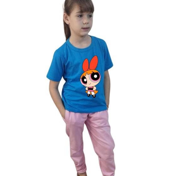 Imagem de kit 2 Camiseta infantil meninas super poderosa Florzinha