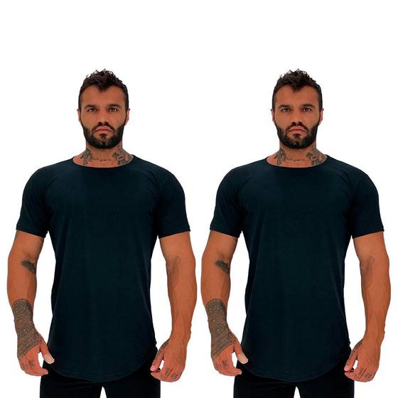 Imagem de Kit 2 Camiseta Longline MXD Conceito Slim Cores Básicas e Mescladas Lisas