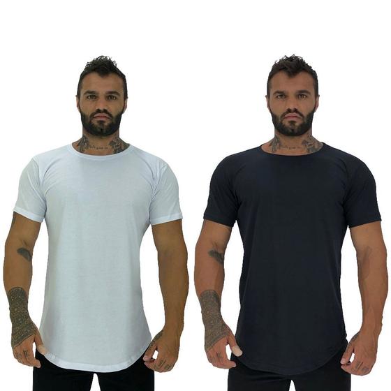 Imagem de Kit 2 Camiseta Longline MXD Conceito Slim Cores Básicas e Mescladas Lisas