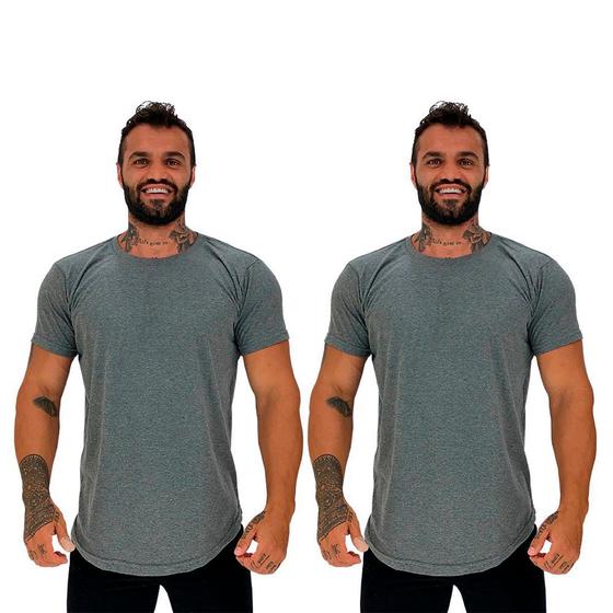 Imagem de Kit 2 Camiseta Longline MXD Conceito Slim Cores Básicas e Mescladas Lisas