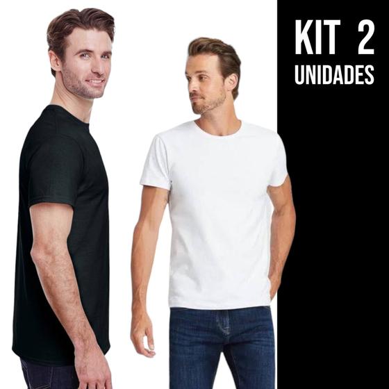 Imagem de KIT 2 CAMISETA Masculina ALGODÃO Slim Fit Básica Camisa Academia Corrida Casual 728