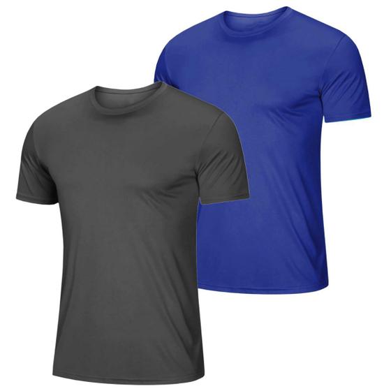 Imagem de Kit 2 Camiseta Masculina Esportiva Dry Fit Camisa Gola Redonda Lisa