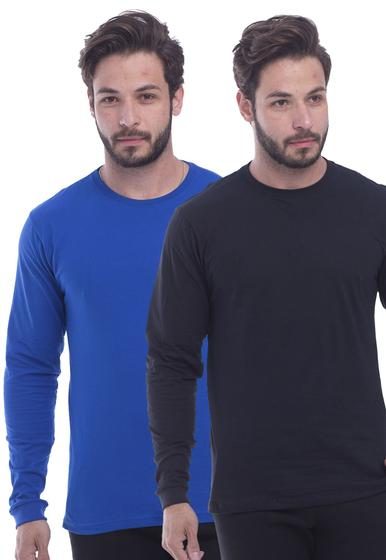 Imagem de Kit 2 camiseta Masculina Manga Longa TechMalhas 100% Algodão macia leve