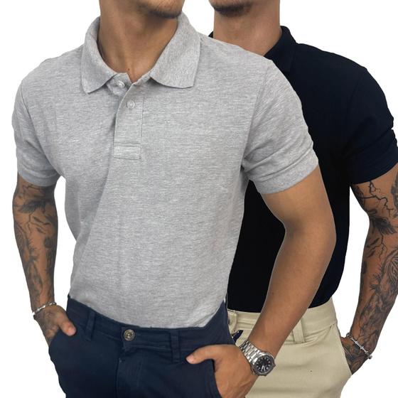 Imagem de Kit 2 Camiseta Polo Colarinho Elegante Estilo Casual Clássica Tecido Piqué Envio Imediato