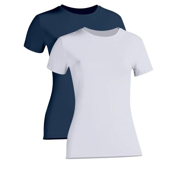 Imagem de Kit 2 Camiseta Proteção Solar Feminina Manga Curta Uv50+ 1 Marinho 1 Branca