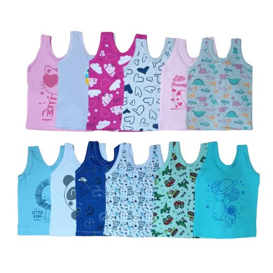 Imagem de Kit 2 Camiseta Regata Estampada Bebê Menina