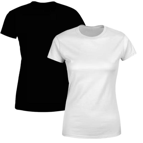 Imagem de Kit 2 Camisetas Básica Feminina Baby Look  Algodão Multicor Tamanho M