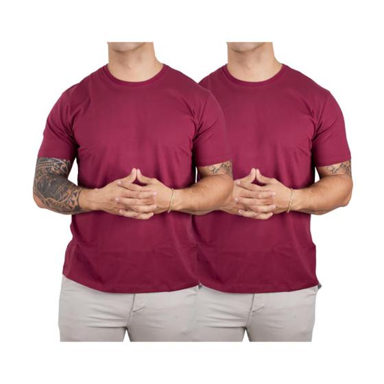 Imagem de Kit 2 Camisetas Básicas Masculina Algodão Premium Slim Fit Diversas Cores