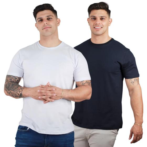 Imagem de Kit 2 Camisetas Básicas Slim Masculinas Algodão Premium TRV Diversas Cores