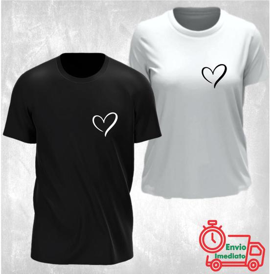 Imagem de Kit 2 Camisetas Casal Coração Namorados