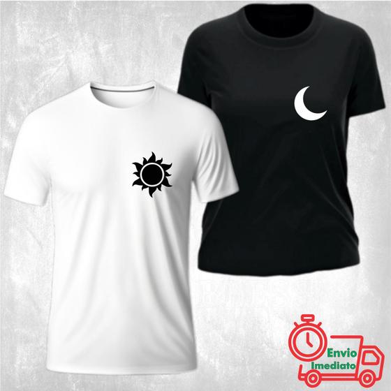 Imagem de Kit 2 Camisetas Casal Dia e Noite Sol e Lua