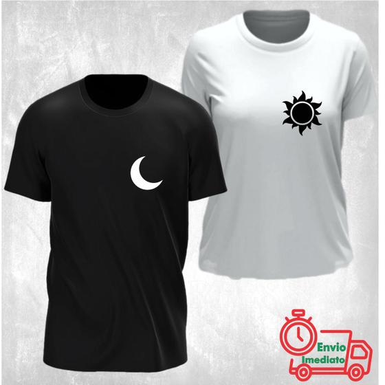 Imagem de Kit 2 Camisetas Casal Noite e Dia Lua e Sol Namorados