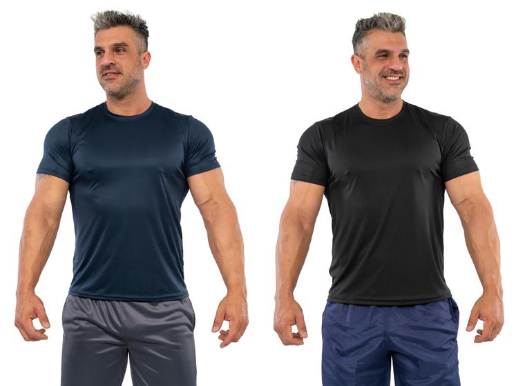 Imagem de Kit 2 Camisetas Dry Fit Masculina Academia 100% Poliester Treino