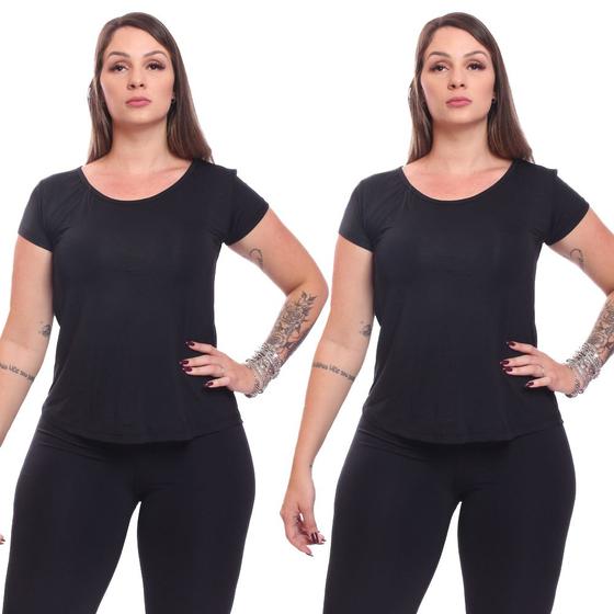 Imagem de Kit 2 Camisetas Feminina Dry Fit Manga Curta Baby Look Tshirt Básica Lisa Academia Treino Esporte