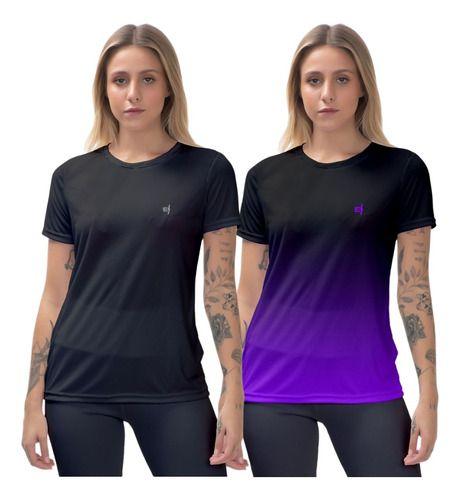 Imagem de Kit 2 Camisetas Feminina Fitness Academia Treino Proteção Uv