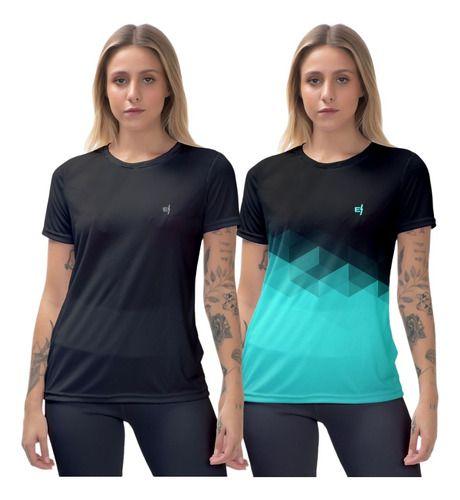 Imagem de Kit 2 Camisetas Feminina Fitness Academia Treino Proteção Uv