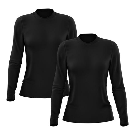 Imagem de Kit 2 Camisetas Feminina Manga Longa Segunda Pele Térmica Proteção Solar UV 50