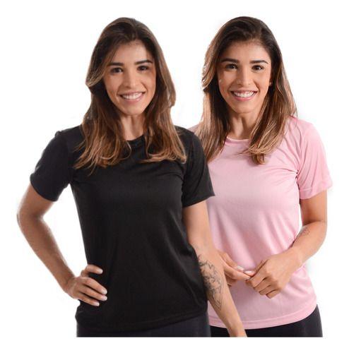 Imagem de Kit 2 Camisetas Manga Curta Básica Dry Fit Camisas Feminina