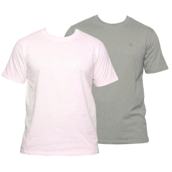 Imagem de Kit 2 Camisetas Masculina Lisa Premium Algodão Básica Tradicional T-Shirt 