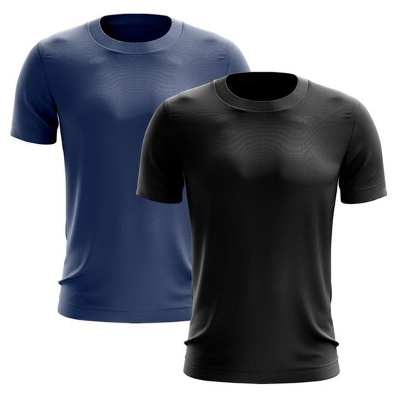 Imagem de Kit 2 Camisetas Masculina Manga Curta Dry Básica Lisa Proteção Solar UV Térmica Blusa Academia