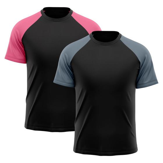 Imagem de Kit 2 Camisetas Masculina Raglan Dry Fit Proteção Solar UV